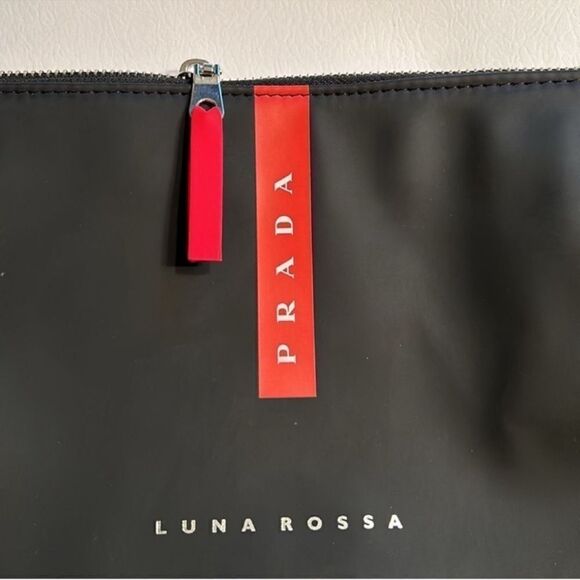 Prada Luna Rossa Unisex Black/Red Pouch - Picture 13 of 14